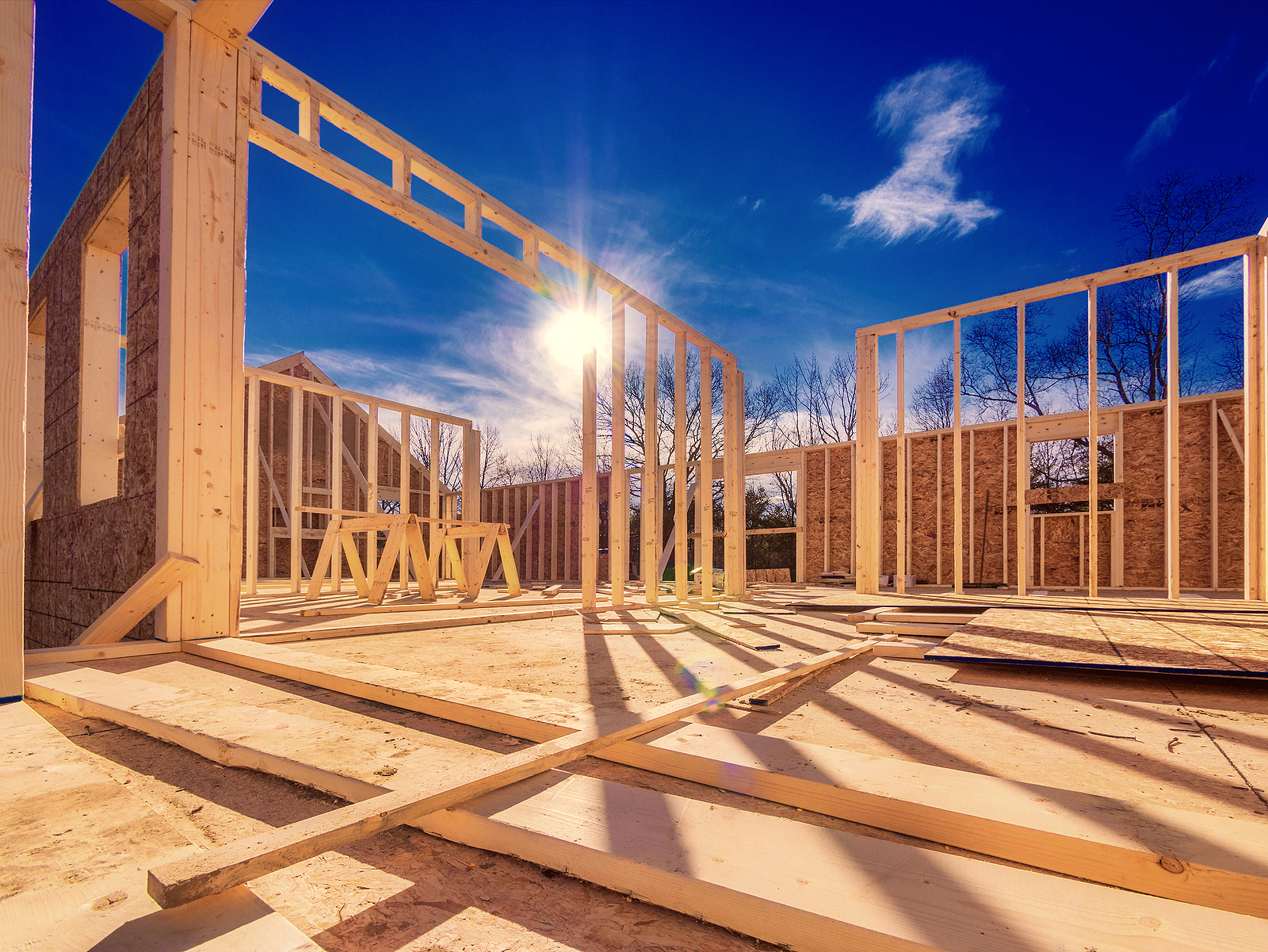 New construction of a house/Framed New Construction of a House/Building a new house from the ground up